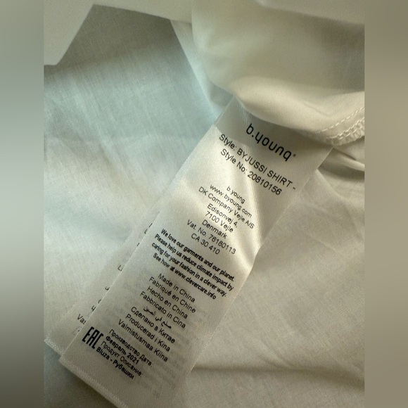 B.YOUNG Jussi Shirt with Embroidered Peter Pan Collar - Bright White Size 6 - Picture 13 of 14